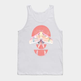 Pink Luna Moth Watercolor on Green Background Tank Top